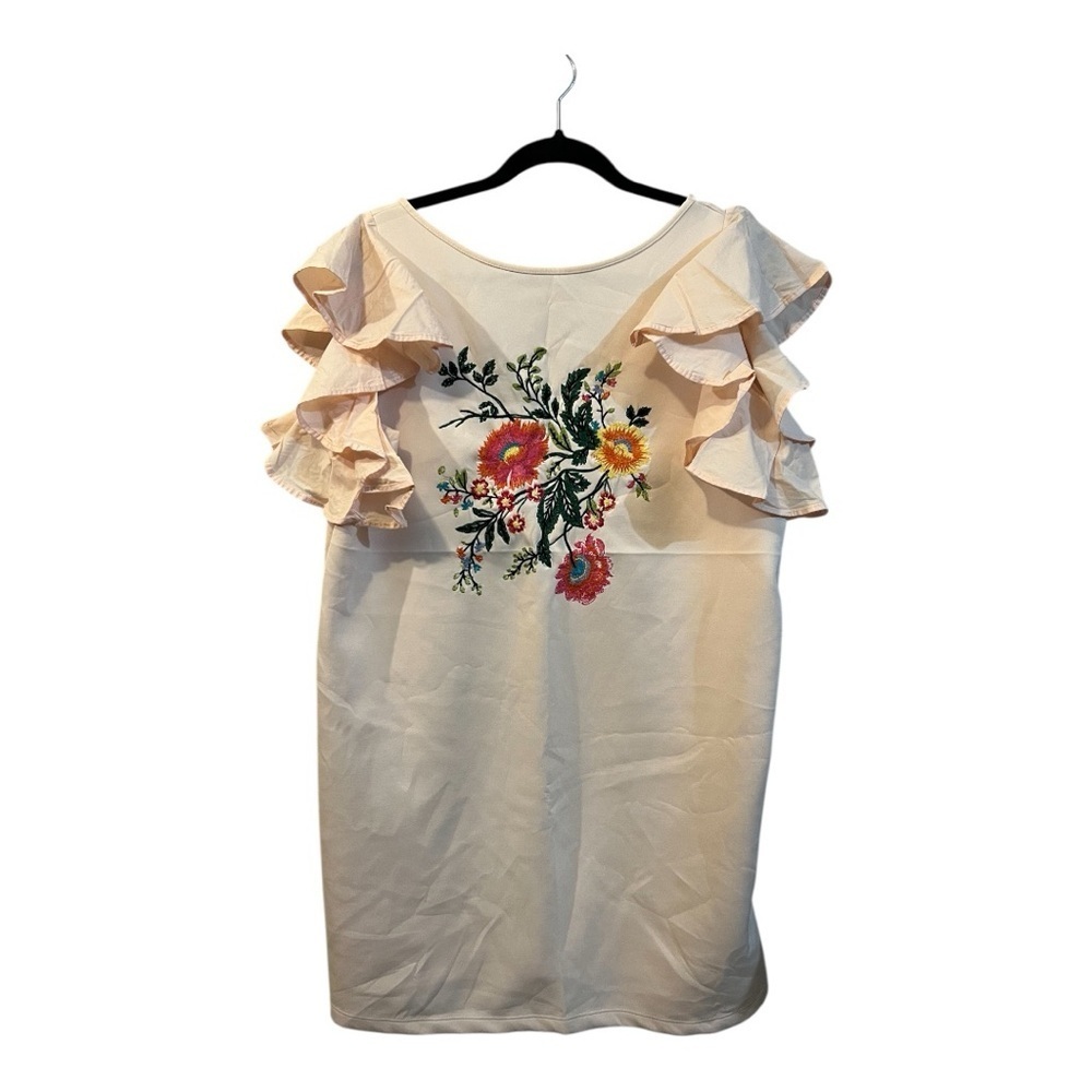 Zara Peach Colour Ruffled Sheath Mini Dress - Picture 4 of 6